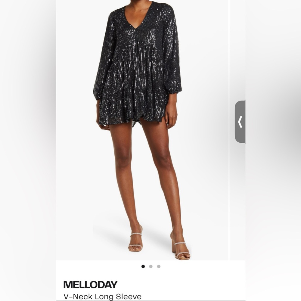 MELLODAY Navy Blue Sequin Tiered Mini Dress